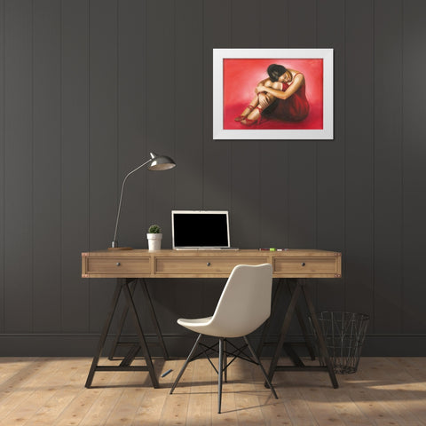 LA DONNA ROSSA White Modern Wood Framed Art Print by Sgarbossa+May