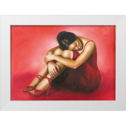 LA DONNA ROSSA White Modern Wood Framed Art Print by Sgarbossa+May