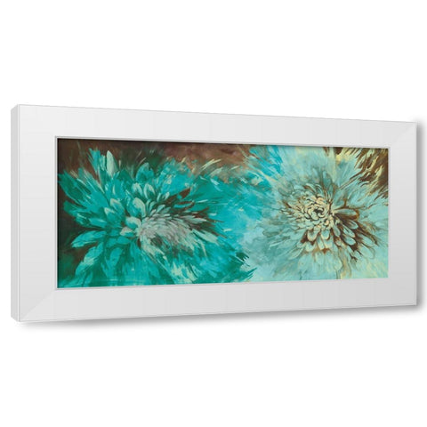 TURQUOISE BLOOM White Modern Wood Framed Art Print by Ganz, Michael