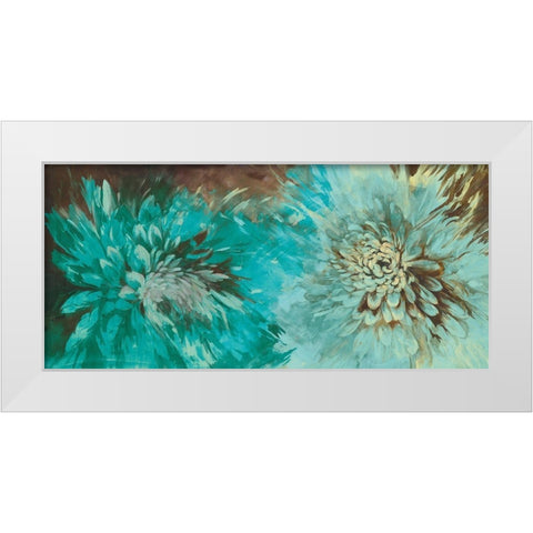 TURQUOISE BLOOM White Modern Wood Framed Art Print by Ganz, Michael