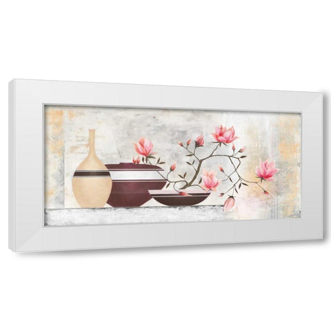 Pink Magnolias I White Modern Wood Framed Art Print by Sedalia, David