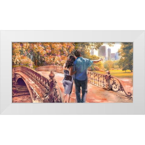 Manhattan Love White Modern Wood Framed Art Print by Tarin, Michael