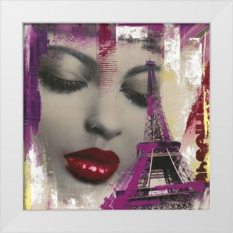 FACES PARIS White Modern Wood Framed Art Print by Pax