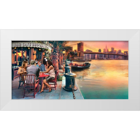 Brooklyn Cafe White Modern Wood Framed Art Print by Tarin, Michael