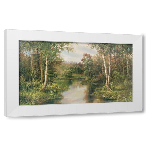 RIVER Landscape White Modern Wood Framed Art Print by Osipova, Svetlana