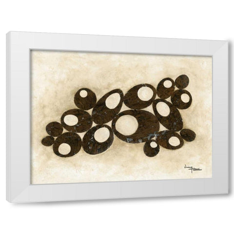 Brown Circles White Modern Wood Framed Art Print by Kikani, Umang