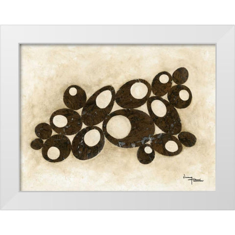 Brown Circles White Modern Wood Framed Art Print by Kikani, Umang