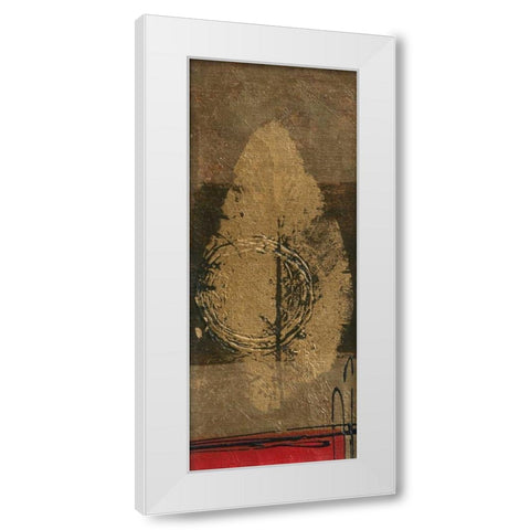 Golden Leaf I White Modern Wood Framed Art Print by Kikani, Umang