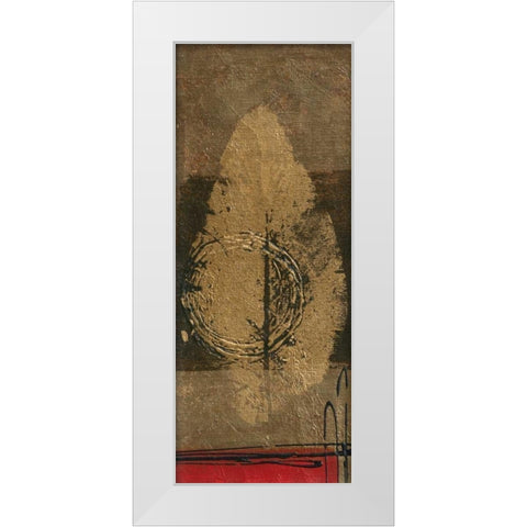 Golden Leaf I White Modern Wood Framed Art Print by Kikani, Umang