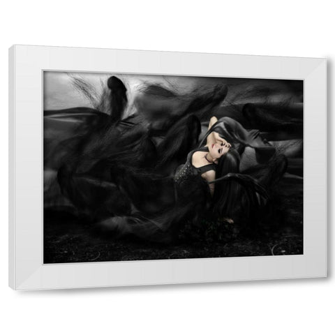 Darkness White Modern Wood Framed Art Print by Babette