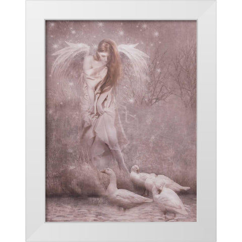 Caring White Modern Wood Framed Art Print by Babette