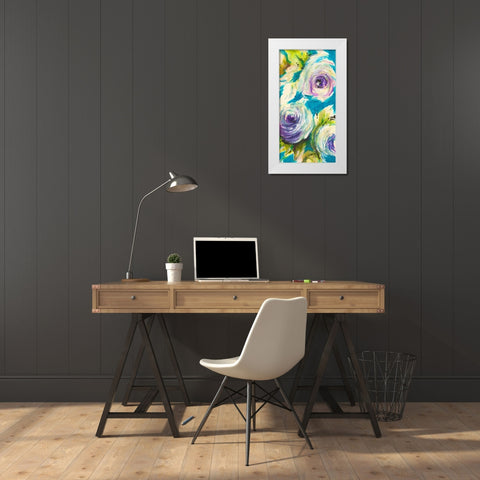 Floral ON TURQUOIS III White Modern Wood Framed Art Print by Ganz, Michael