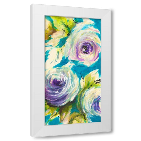 Floral ON TURQUOIS III White Modern Wood Framed Art Print by Ganz, Michael