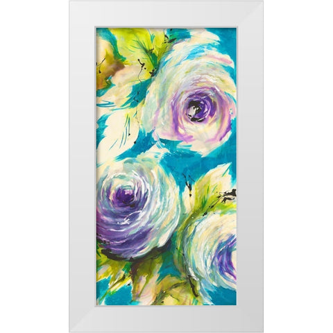 Floral ON TURQUOIS III White Modern Wood Framed Art Print by Ganz, Michael