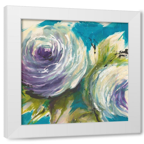 Floral ON TURQUOIS II White Modern Wood Framed Art Print by Ganz, Michael