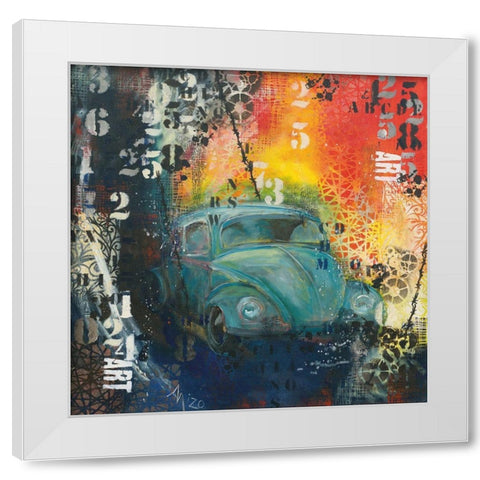 POP BEETLE White Modern Wood Framed Art Print by Mizo