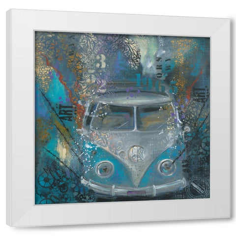 BLUE BULLY White Modern Wood Framed Art Print by Mizo