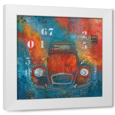 POP 2CV White Modern Wood Framed Art Print by Mizo