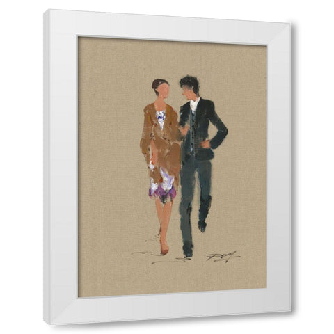 SUNDAY STROLL White Modern Wood Framed Art Print by Shenli