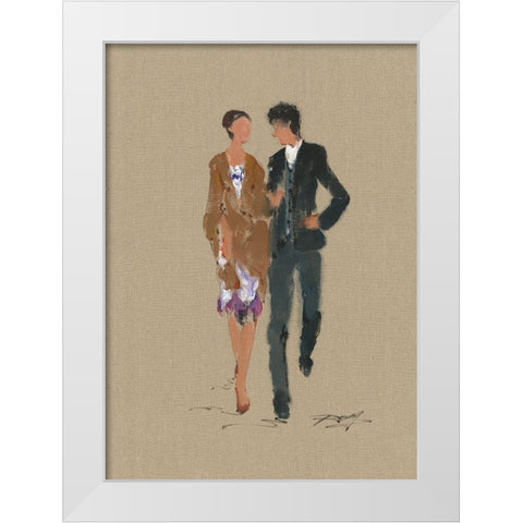 SUNDAY STROLL White Modern Wood Framed Art Print by Shenli