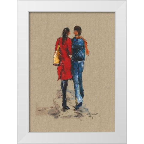 CITY WALK White Modern Wood Framed Art Print by Shenli