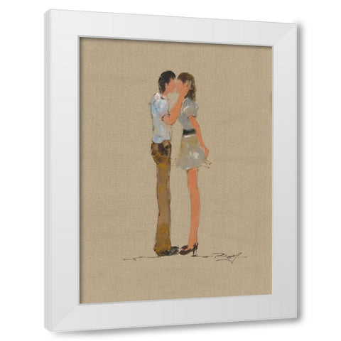 TENDER KISS White Modern Wood Framed Art Print by Shenli