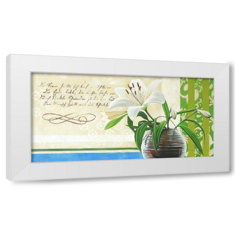 Floral GREETINGS II White Modern Wood Framed Art Print by Warminski