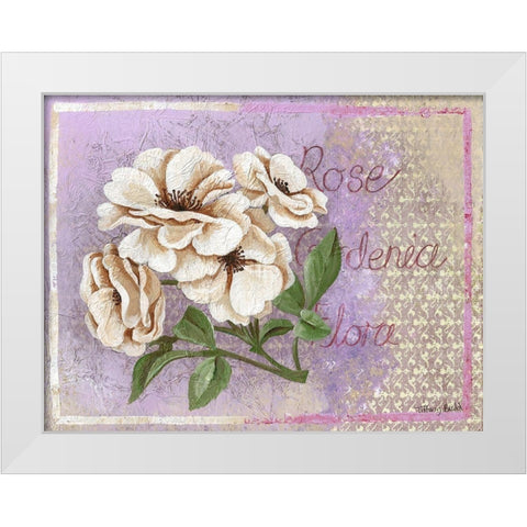 FLOWER CARD I White Modern Wood Framed Art Print by Tiffany