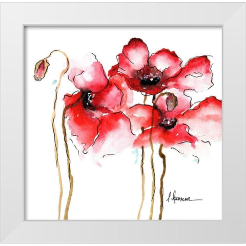 WATERCOLOR POPPIES I White Modern Wood Framed Art Print by Herrera, Leticia