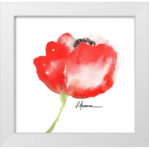 WATERCOLOR POPPY II White Modern Wood Framed Art Print by Herrera, Leticia