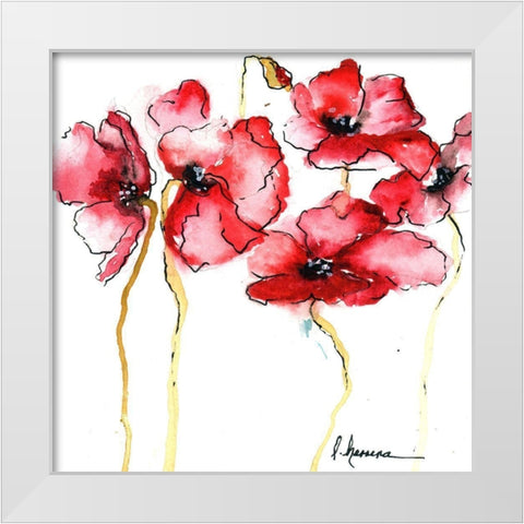 WATERCOLOR POPPIES II White Modern Wood Framed Art Print by Herrera, Leticia