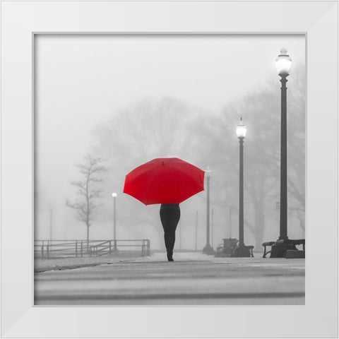 Bright Umbrella White Modern Wood Framed Art Print by de Carvalho