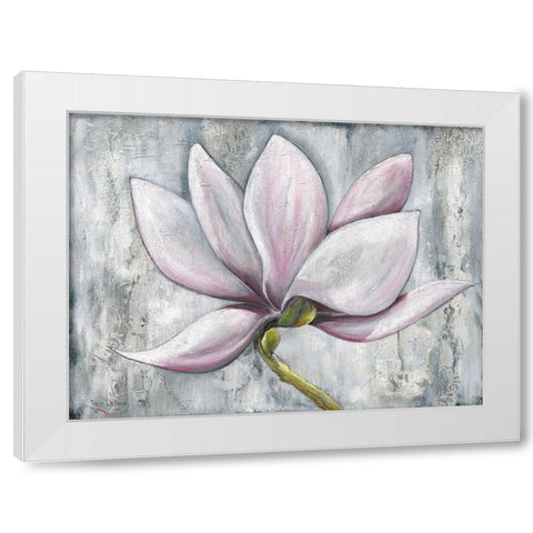 PINK MAGNOLIA White Modern Wood Framed Art Print by Withaar, Rian