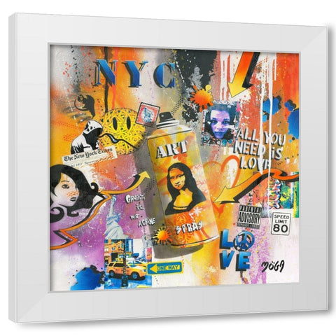 ART SPRAY GRAFFITY White Modern Wood Framed Art Print by Moega
