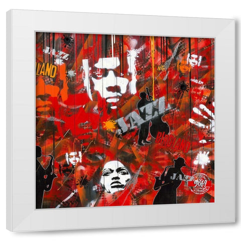 JAZZ GRAFFITY White Modern Wood Framed Art Print by Moega
