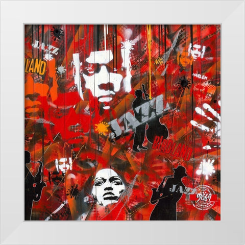 JAZZ GRAFFITY White Modern Wood Framed Art Print by Moega
