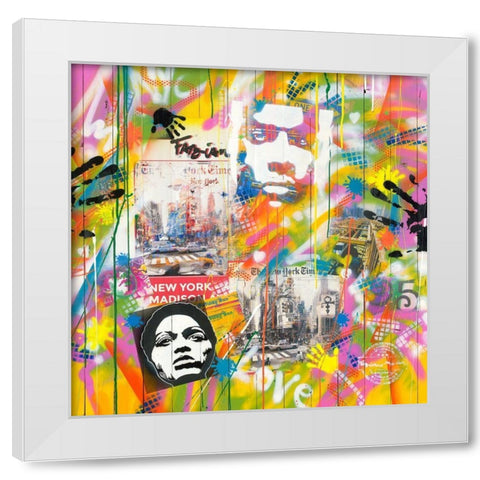 NY GRAFFITY White Modern Wood Framed Art Print by Moega