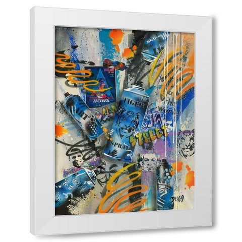 TIGER GRAFFITY White Modern Wood Framed Art Print by Moega