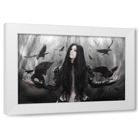 Jackdaw White Modern Wood Framed Art Print by Babette