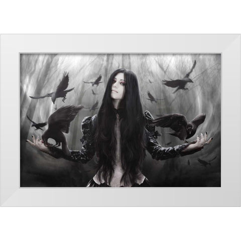 Jackdaw White Modern Wood Framed Art Print by Babette