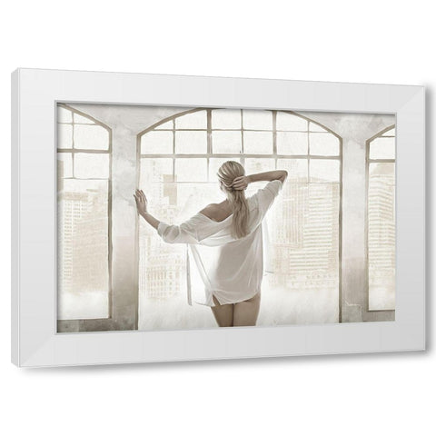 ADELINA IN LOFT White Modern Wood Framed Art Print by Dinsing, Dan
