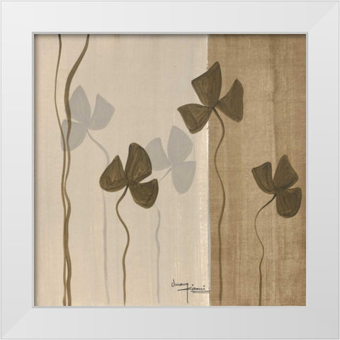 Dancing Leaves I White Modern Wood Framed Art Print by Kikani, Umang