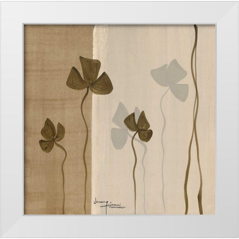 Dancing Leaves II White Modern Wood Framed Art Print by Kikani, Umang