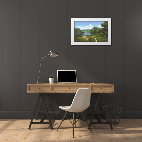 Quiet waters White Modern Wood Framed Art Print by Babichev