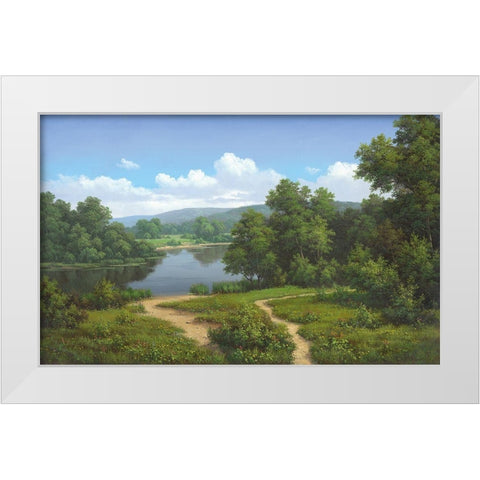 Quiet waters White Modern Wood Framed Art Print by Babichev