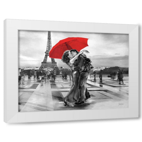 B+W French Kiss White Modern Wood Framed Art Print by Tarin, Michael