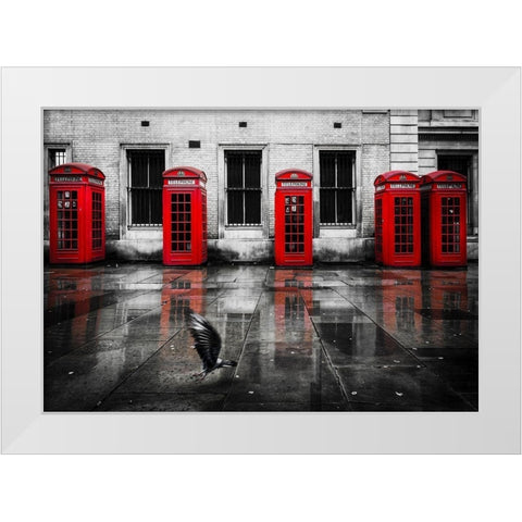PHONE BOOTHS I White Modern Wood Framed Art Print by Kostka, Vladimir