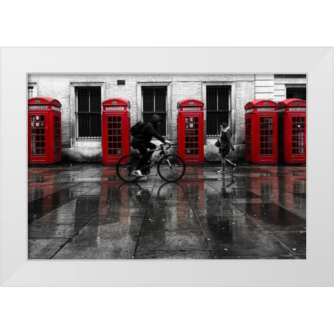 PHONE BOOTHS II White Modern Wood Framed Art Print by Kostka, Vladimir