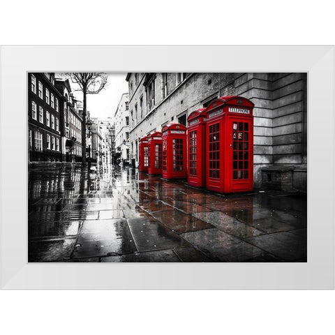 PHONE BOOTHS III White Modern Wood Framed Art Print by Kostka, Vladimir
