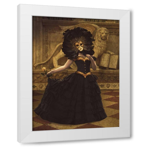 Bal Du Mask 1 White Modern Wood Framed Art Print by Babette